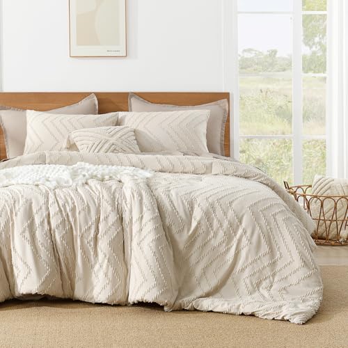 Image of Litanika 3 Pcs Beige Boho Oversized Super King Bedding Comforter Set