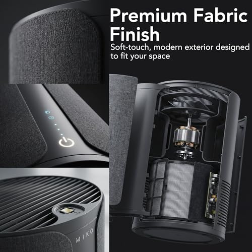 Image of Miko Ibuki 2.0 Air Purifier for Home with App Control, H13 HEPA Filter, Ionizer, Aromatherapy, 5 Fan Speeds, Touch Panel & Timer - Covers Up to 1500 Sq Ft