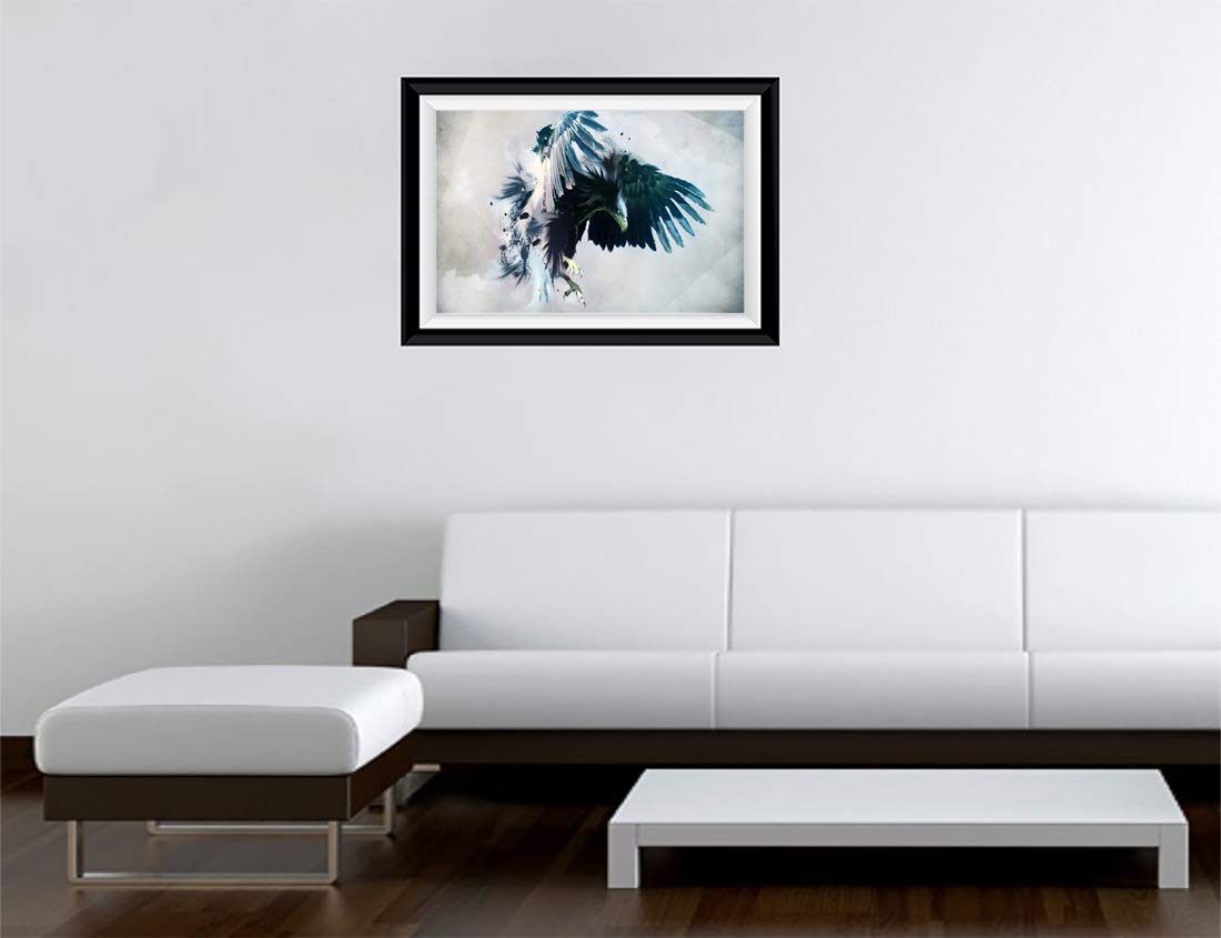 Gadgets Wrap Printed Landscape Photo Frame Style Decal Decor, Abstract Eagle Bird (15 X 11Inch, Multicolor)