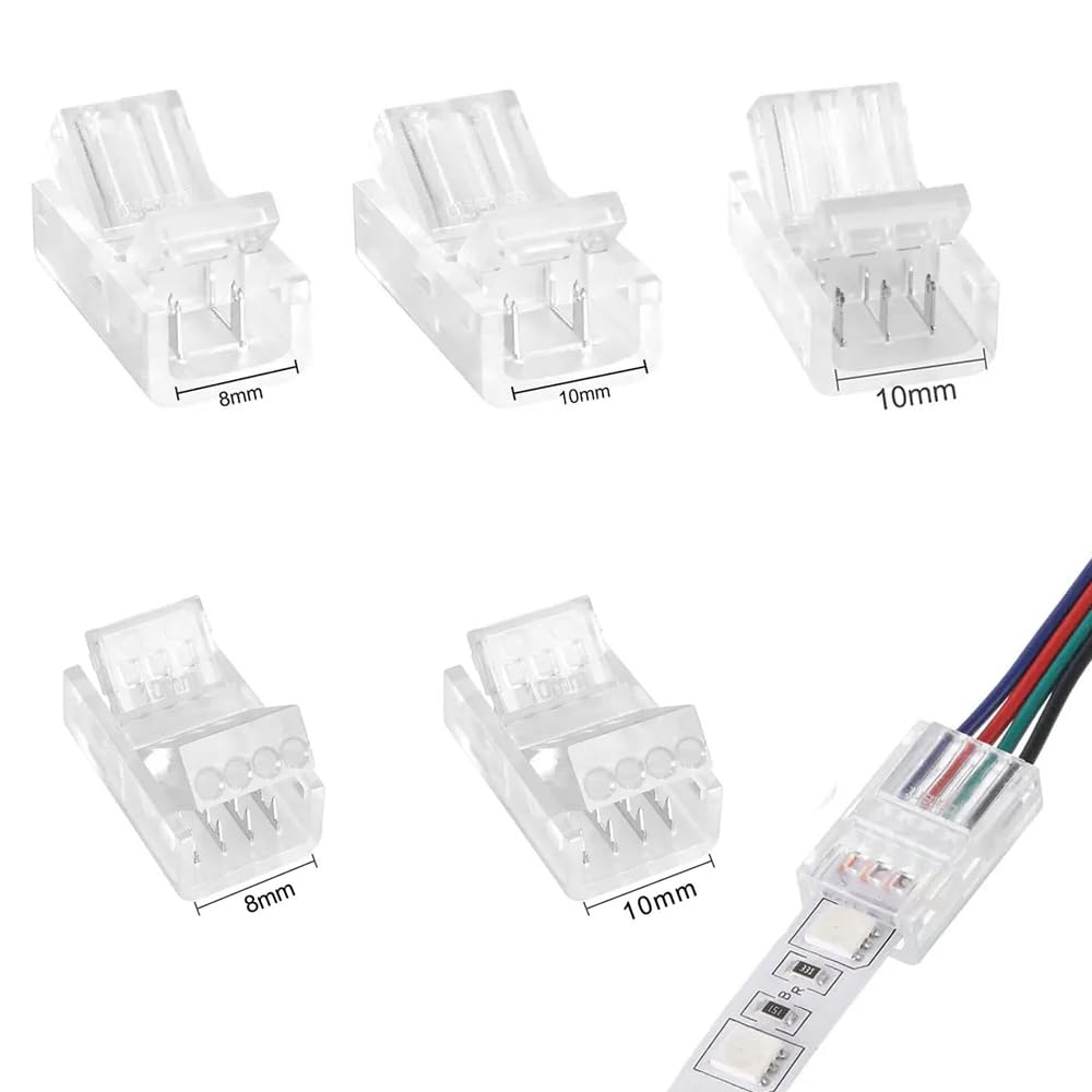 Vrabocry 20Pcs LED Connector 2/3/4/5/6Pin LED Strip Connector for 8mm ...