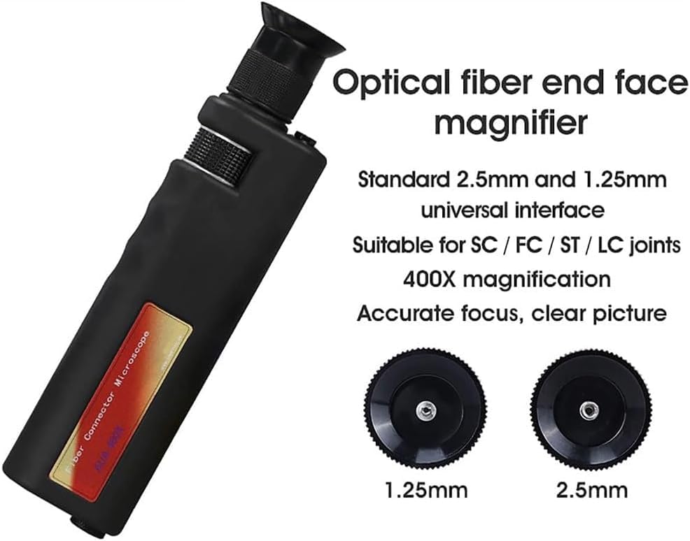 FTTH Herramientas de limpieza de fibra, kit de limpieza de fibra óptica con casete de limpieza de fibra para conectores FC SC ST LC MU de 1,25 mm/2,5 mm de fibra óptica