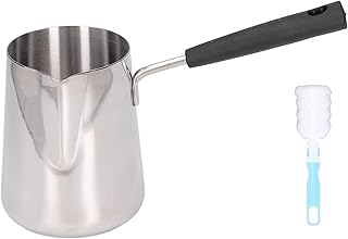 Joyzan Turkish Coffee Pot, Milk Butter Stovetop Warmer Briki Greek Ibrik Chocolate Melting Pan Stainless Steel Boiling Maker Mini Small Saucepan Pouring Spout Cezve Maple Syrup Sauce Heating 600ML