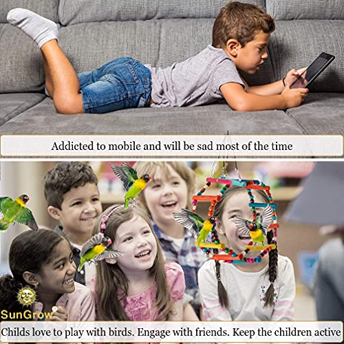 image for SunGrow Bird Ladder Bridge, 31x4 Inches, Raw Wood and Edible Dye, Suit