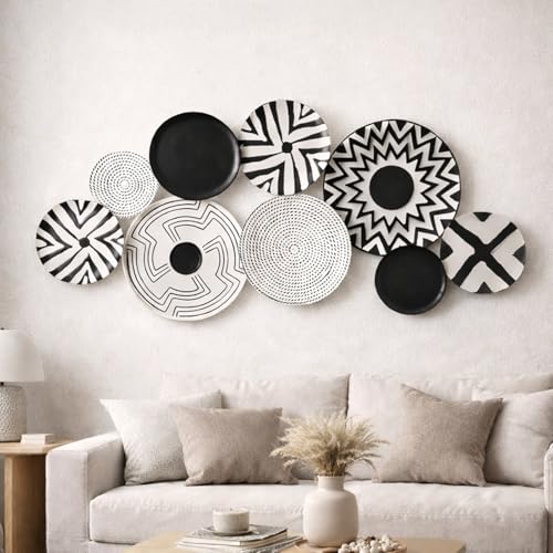 Décor mural moderne en métal noir et blanc pour salon et bureau