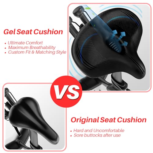 Image of Oversized Bike Seat for Peloton Bike & Bike+, Comfort Seat Cushion Compatible with Peloton, Road or Exercise Bikes, Bicycle Wide Saddle Replacement for Men & Women, Accessories for Peloton