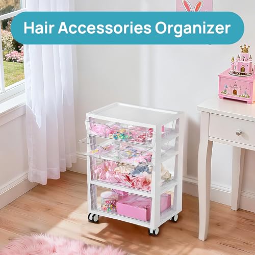 Image of Vtopmart Plastic Drawer Storage Rolling Cart with Wheels, 4-Tier Drawer Organizer for Art Crafts Supplies, Home Office Supplies, Toys, Under Desk Storage for Office, Craft Room, Bedroom, Classroom