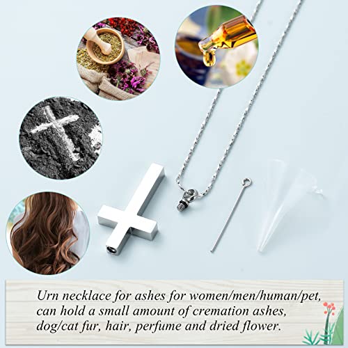 Imrsanl Crystal Cross Necklace for Ashes - Stainless Steel Keepsake Cremation Jewelry - Religious Cross Memorial Urn Necklace for Pet Human Ashes Pendant3