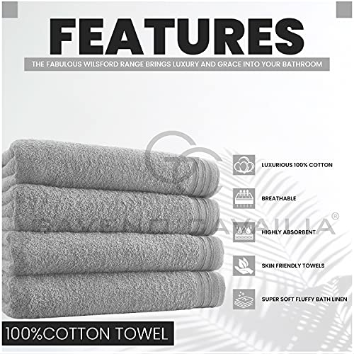 GC GAVENO CAVAILIA Large Towels Bath Sheet, Highly Absorbent Egyptian Cotton Towel Set, 4 Pack Extra Soft Large Bath Towel Silver, Quick Dry Bath Sheets, 450 GSM Washable Towels, 75X135 Cm - Image 3