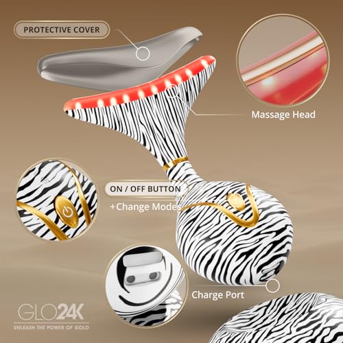 Image of GLO24K LED Facial Massager for Face & Neck - Beauty Wand with LED Light, Vibration & Gentle Warmth - Cosmetic Skincare Tool for Daily Self-Care