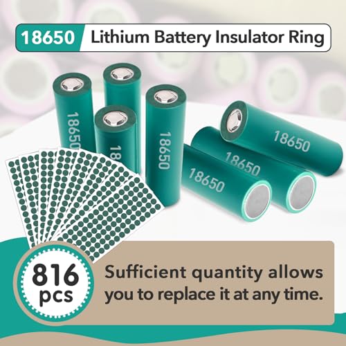 Image of 816Pcs 18650 Lithium Battery Insulator Rings - Electrical Insulation Ring | Green Self-Adhesive Insulator Ring for 18650 Cells, Highland Barley Paper