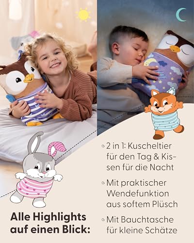 Kuscheltier Eule mit Wendefunktion 30x20cm - braun - Weiches NICI Plüschtier – Für kleine Kuscheltierliebhaber zum Kuscheln & Spielen. Ideal für Zuhause, den Kindergarten oder unterwegs | 62295