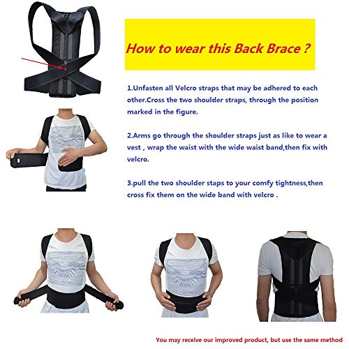 ZSZBACE Back Brace Posture Corrector Fully Adjustable Back Support Belts Improves Posture and Provides Lumbar Support for Lower and Upper Back Pain Men and Women (L)