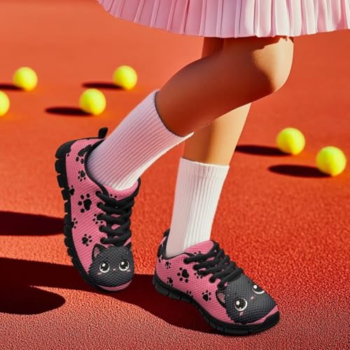 Girls Lightweight Running Shoes Breathable Mesh Tennis Shoes Non-Slip Fashion Sports Sneakers for Little Kids Size11-13/ Big Kids Size1-54