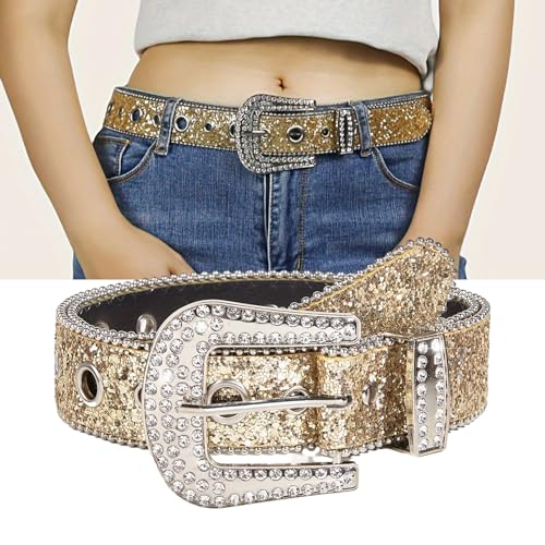 Delicate Adjustable Rhinestone Buckle Belt Woman Full Sequins Waist Belts Cowgirl Girls Belt For Jeans Men2