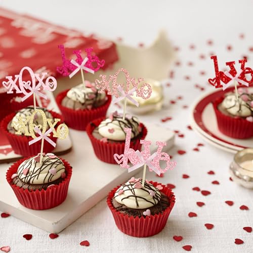 Décoration cupcake Saint-Valentin paillettes chic - Lot de 24 - 4