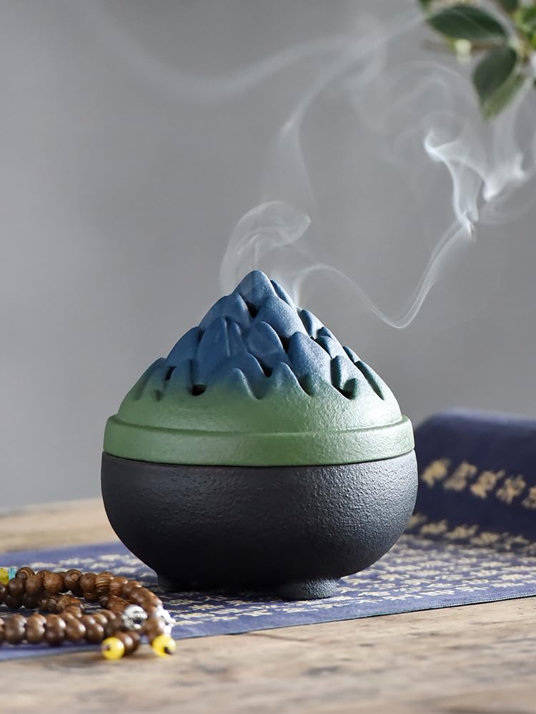 Portaincenso di Buddha Bruciatore di incenso in ceramica Incenso for interni Scatola in legno di sandalo di agar for bruciatore for aromaterapia dell'aria purificante del Buddha Arredamento termale (