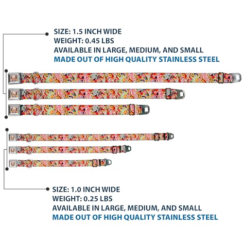 Collier de chien Buckle Down imprimé Catrinas collier réglable nylon multicolore - 4