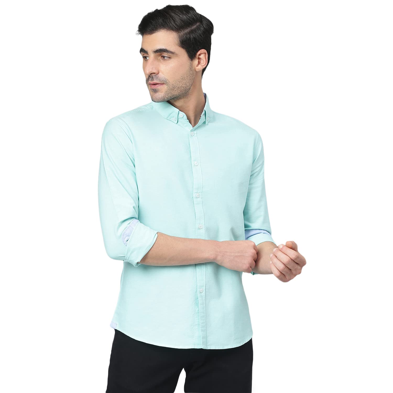 Solid Slim Fit Full Sleeves with Button Down Collar Casual Shirt for Men