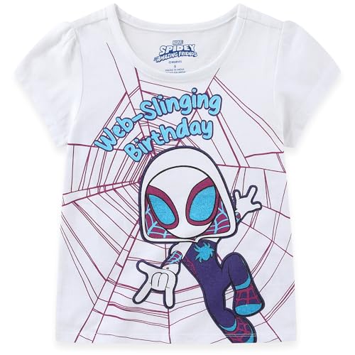 Marvel Spidey & His Amazing Friends Ghost Spider Birthday Girls Short Sleeve T-Shirt for Toddler and Big Kids
