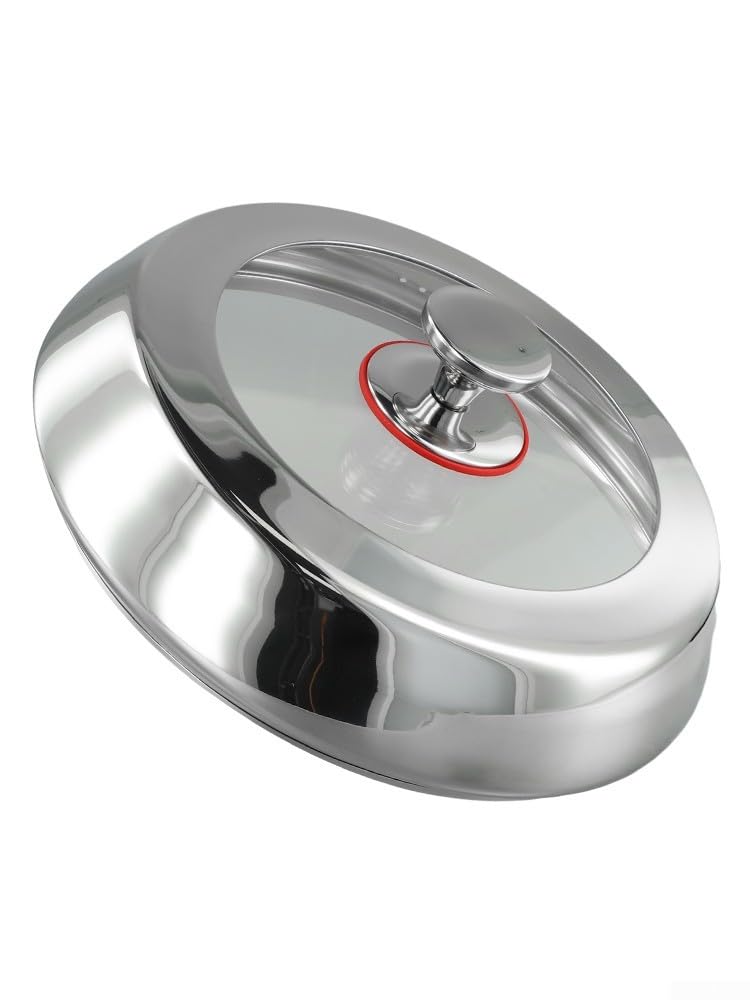 Coperchio in acciaio inossidabile 304 con finestra visiva in vetro temperato, manico in silicone resistente al calore, prese d'aria anti-fuoriuscita, per pentole e wok da 28 cm e 30 cm