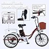 Electric Tricycle For Adults, 20" Electric Trike, 48v 250w Motorized Electric Bicycle Bikes, 3 Wheels 7 Speed Ebike With Removable Battery, Aluminum Frame & Large Basket red #4