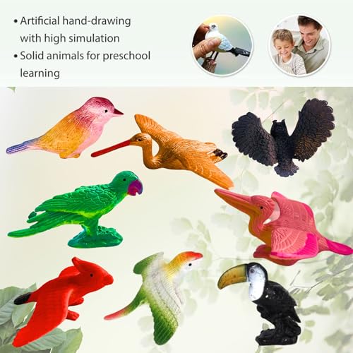 Image of Big Size Soft PVC Bird Animal Toys|12PCs Animal Action Figure Playset for Kids Boys and Girls Jungle Miniature Birds Sparrow Farm Animal Toys Decoration Items Birthday Return Gift for Children