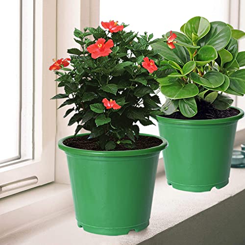 Image of Kuber Industries Durable Plastic Flower Pot|Gamla with Drain Holes for Indoor Home Decor & Outdoor Balcony,Garden,6 inchx5 inch,Pack of 5 (Green)