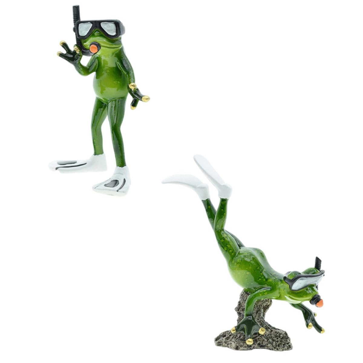 Toyvian 1 Paar Gartendekoration Frosch Taucher aus Harz Wetterfeste Gartenfiguren für Teich und Outdoor Deko Miniatur Figuren für Gartenliebhaber