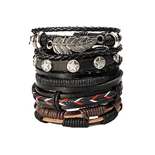 IBOWZ Bracelet Homme Bracelets,Colliers Hippie tressés Bijoux Fantaisie pour Femmes Bracelet tressé en Cuir Bracelet Homme Femme tressé Ethnic Tribal Rope...