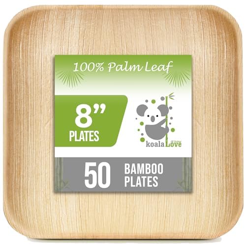 KoalaLove Palm Leaf Plates Bamboo Plates Disposable Square