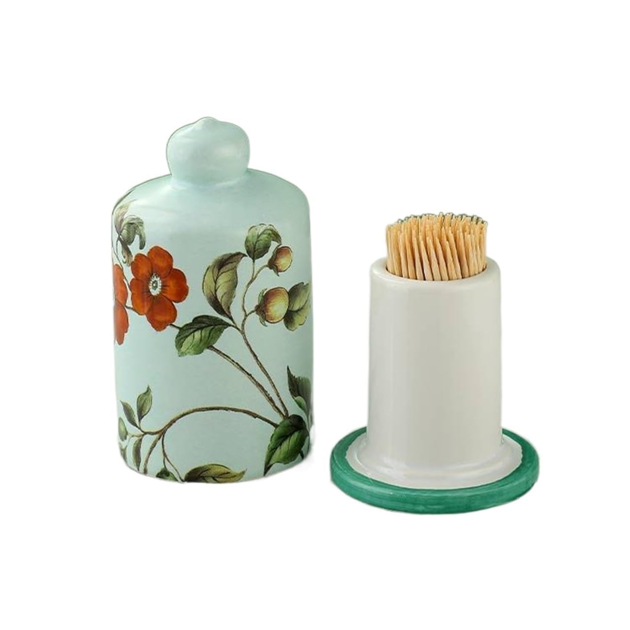 AYCDL Toothpick Dispenser Ceramic Hand-painted Toothpick Jar Home Restaurant Toothpick Box Cotton Swab Storage Box Multi-purpose Storage Jar Toothpicks For Appetizers,B