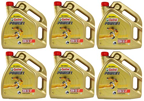Castrol POWER 1 4T 20W-50 - Aceite semisintético para motor de motocicleta, 24 litros
