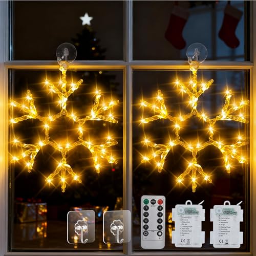 LED Weihnachtsdeko Fenster 26 LED Weihnachtsdeko Fenster mit Fernbedienung, 2 Stück 60 LED...