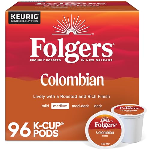 Folgers 100% Colombian Medium Roast Coffee, 96 Keurig K-Cup Pods