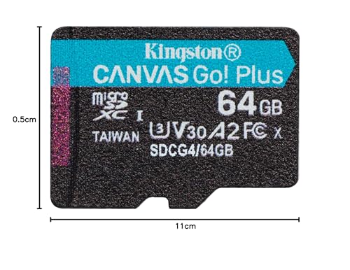 Image of Kingston Canvas Go Plus microSDXC Memory Card Gen4 200MB /s A2 U3 V30 64GB Single Pack w /o ADP Card only-SDCG4 /64GBSP