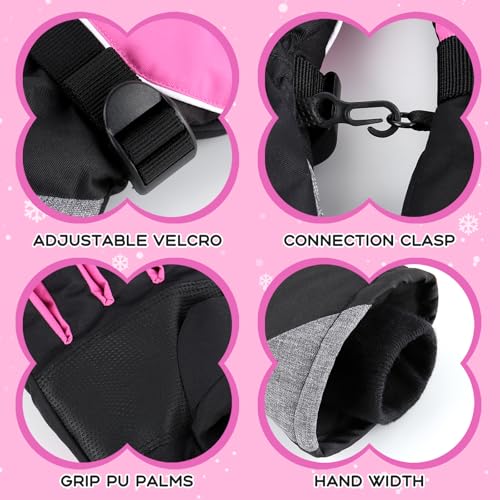 Image of Duoyeree Kids Waterproof Ski Gloves Warm 5-Fingered Winter Accessories for Boys & Girls Aged 4-13.