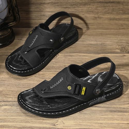 Men's Flip Flop Sandals Leather Upper Versatile Slippers or Sandals Dual Wear Anti Slip Rubber Sole Textured Handcrafted3
