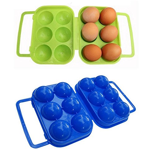 Heelinna 6 Eggs Foldable Plastic Egg Carry Case Box Picnic Container(Random Color)