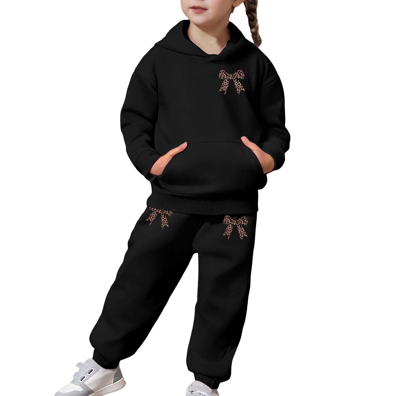 Ensemble Hiver Enfant Fille Pantalon Et Haut Sweat a Capuche Vetement Ado Fille Chic Mignon Fashion Casual Loisirs Sport Jogging Vacances Costume 2-13 Ans