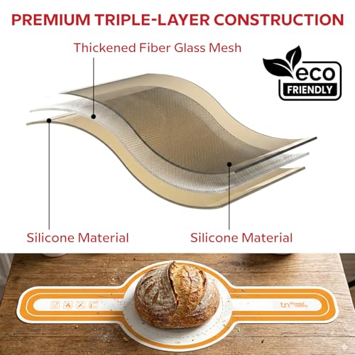 Image of ThreadNanny Silicone Bread Sling for Dutch Oven, 2 Pcs Round Nonstick Sourdough Silicone Bread Sling - 450F Heat Resistant Sourdough Sling, Pan Liner & Bread Baking Supplies (Orange)