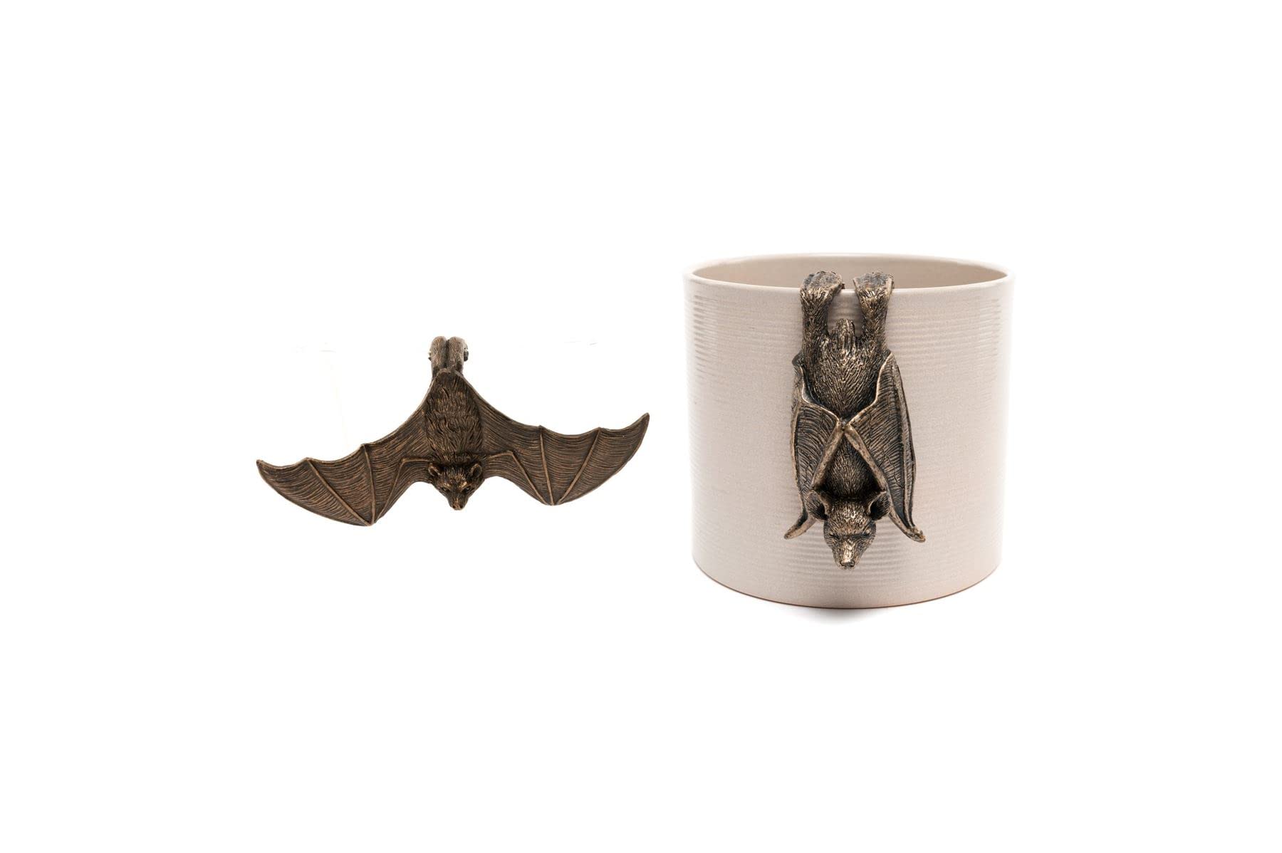 Potty Feet Bronze Hanging Bat & Bat With Wings Open Pot Buddies Pot Hanger Bundle Set