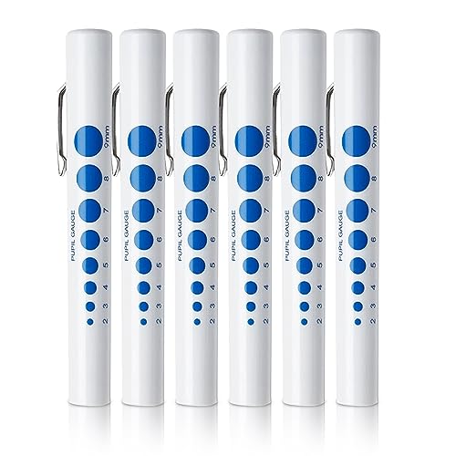 EMS XTRM Disposable Penlights - Battery-Operated, Warm Light, with Pupil Gauge - Essential Penlights for Nurses, EMS Penlight, Penlights Disposable Pack of 6(White - Disposable)