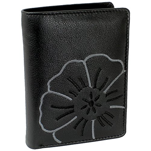 Branco Leder Geldbörse Portemonnaie Damenbörse Damen Geldbeutel Schwarz - Hochformat Cover
