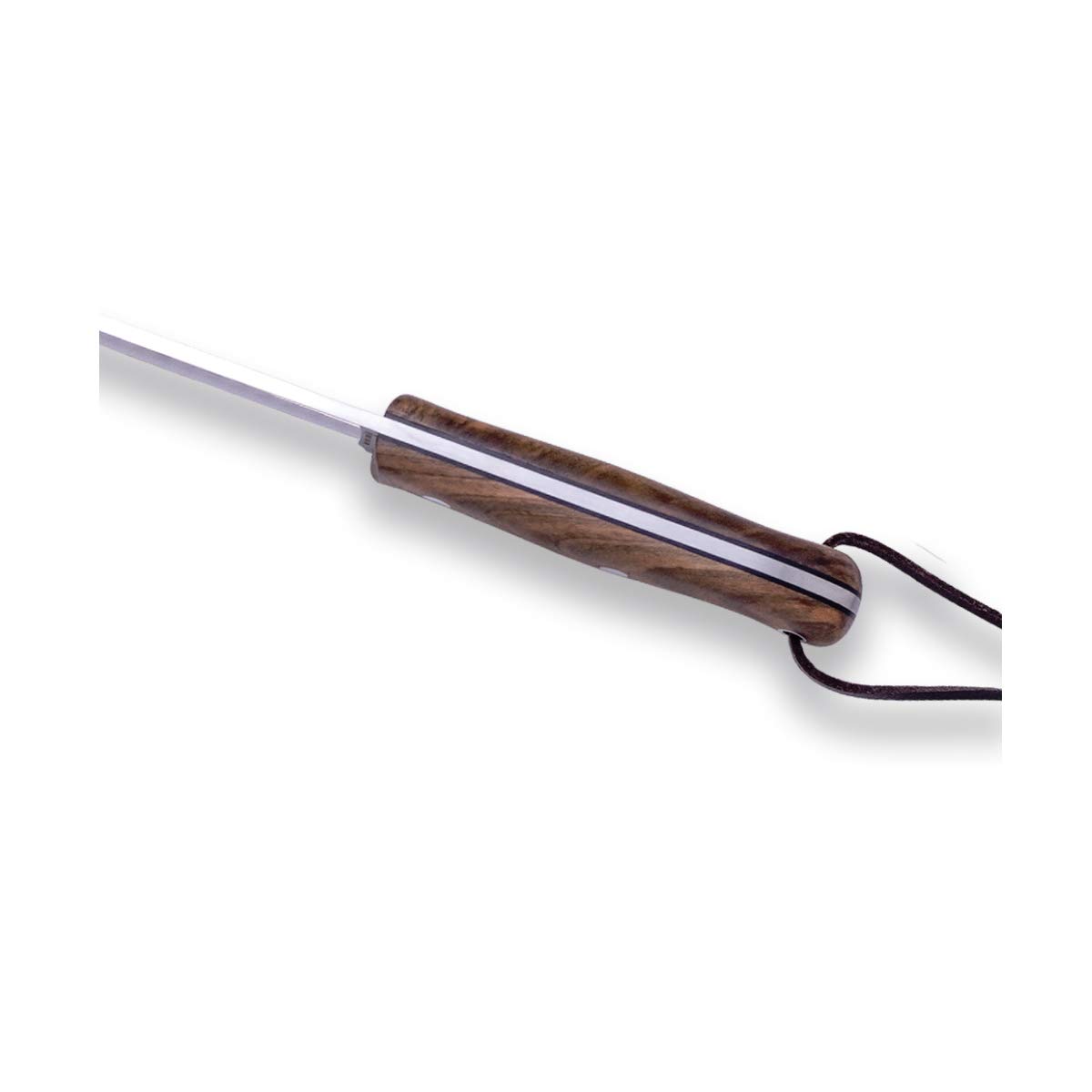 Joker Jagdmesser CN113 Trampero, Gürtelmesser mit Griff aus Nussbaumholz, braune Lederscheide, 10 cm Klinge aus Sandvik-Stahl 14c28n, Werkzeug zum Angeln, Jagen, Camping und Wandern