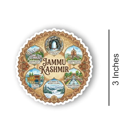Image of Jammu Kashmir Textured Finish Acrylic Fridge Magnet - UV Texture Printed, Stylish Multicolor Magnet for Fridge, Wardrobe & Metal Surfaces, Pack of 1 (Jammu Kashmir 1)