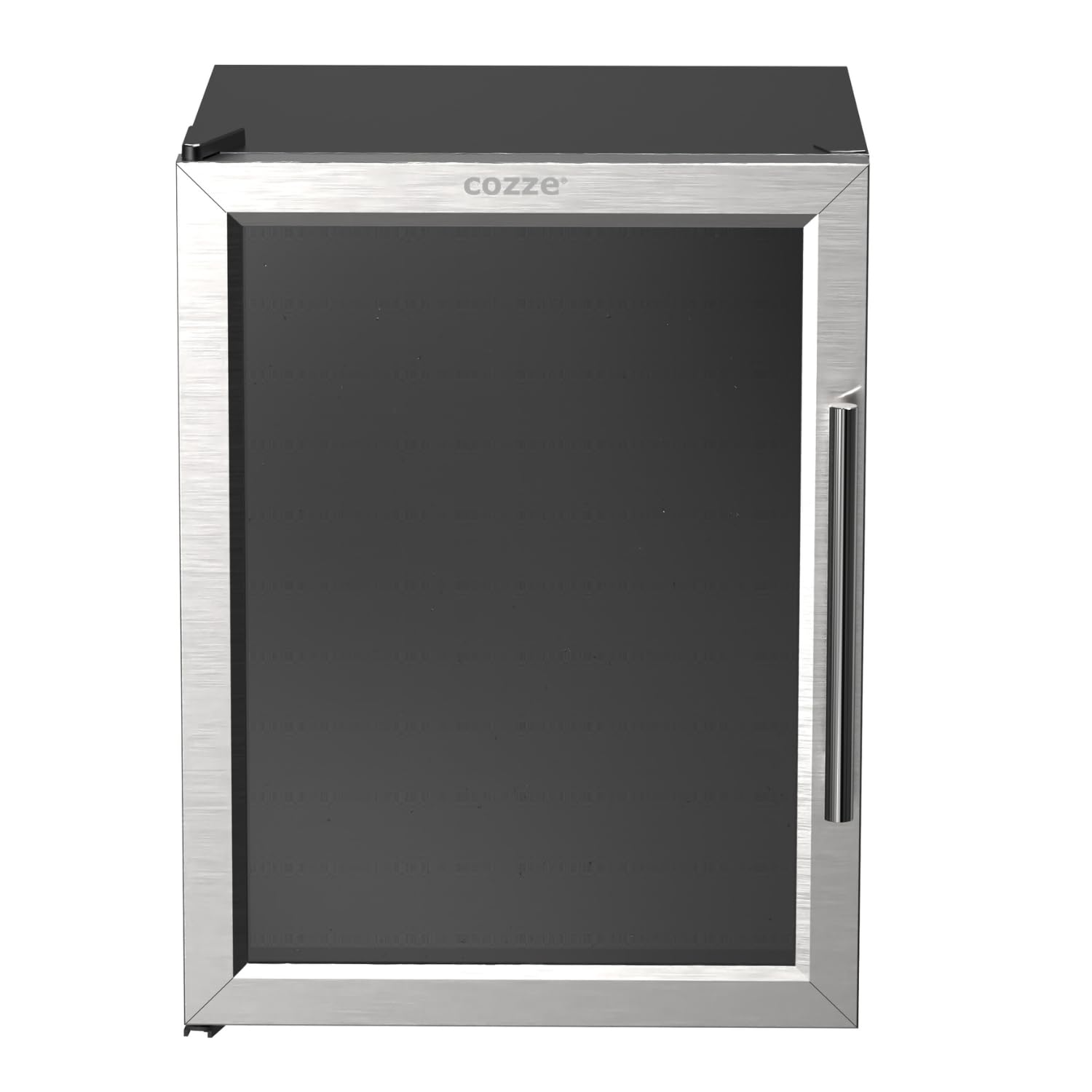 cozze® Réfrigérateur 60L – Porte Vitrée & Cadre Acier Inoxydable – Frigo Compact pour Cuisine Extérieure – Silencieux 46dB – Classe Énergétique G – Design Noir