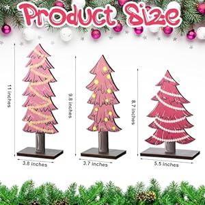 Meooeck 3 Pcs Rustic Christmas Decor Tabletop Christmas Tree Decorations Farmhouse Wood Trees Wooden Tree Centerpieces for Tables Rustic Xmas Decor with Rectangular Base for Home(Pink) Meooeck 3 Pcs Rustic Christmas Decor Tabletop Christmas Tree Decorations Farmhouse Wood Trees Wooden Tree Centerpieces for Tables Rustic Xmas Decor with Rectangular Base for HomePink