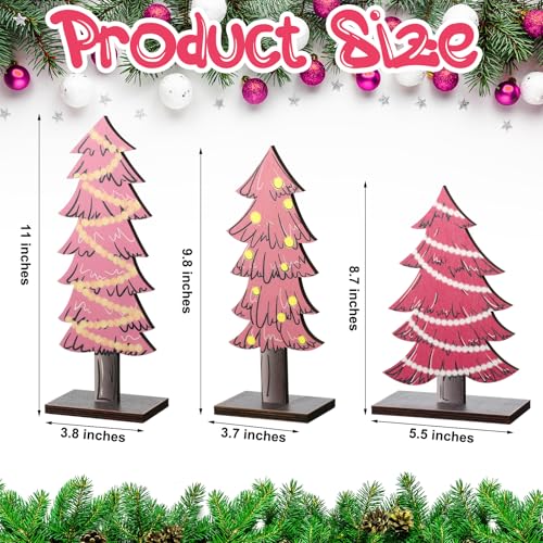 Meooeck-3-Pcs-Rustic-Christmas-Decor-Tabletop-Christmas-Tree-Decorations-Farmhouse-Wood-Trees-Wooden-Tree-Centerpieces-for-Tables-Rustic-Xmas-Decor-with-Rectangular-Base-for-HomePink Meooeck 3 Pcs Rustic Christmas Decor Tabletop Christmas Tree Decorations Farmhouse Wood Trees Wooden Tree Centerpieces for Tables Rustic Xmas Decor with Rectangular Base for HomePink