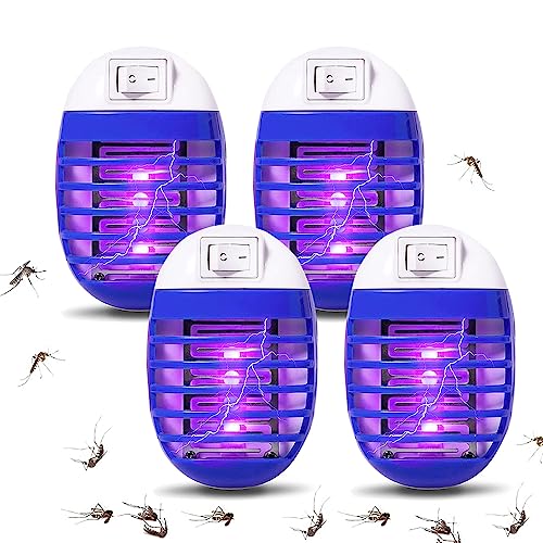 Mückenlampe 4 Stück Insektenvernichter Elektrischer Mückenschutz Steckdose UV-Insektenfalle Fliegenfalle Innenbereich Mückenfalle für Schlafzimmer Büro Küche für Fliegen Mücken