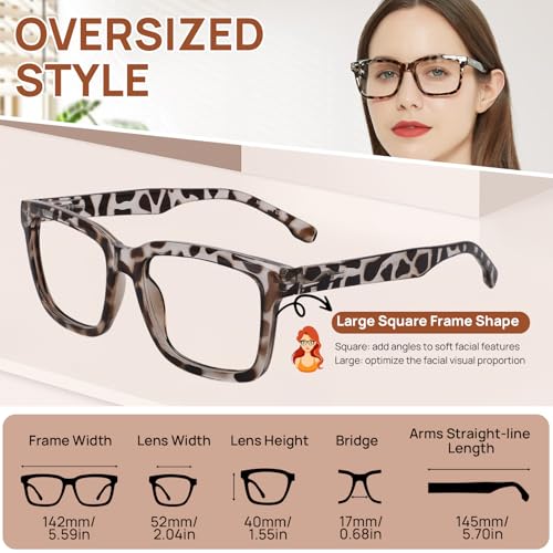 Image of Reading Glasses 3.00 for Women Designer Square Readers 1.0 1.25 1.5 1.75 2.0 2.25 2.5 2.75 3.0 3.5 4.0 5.0 6.0 (Grey Tortoise 300)